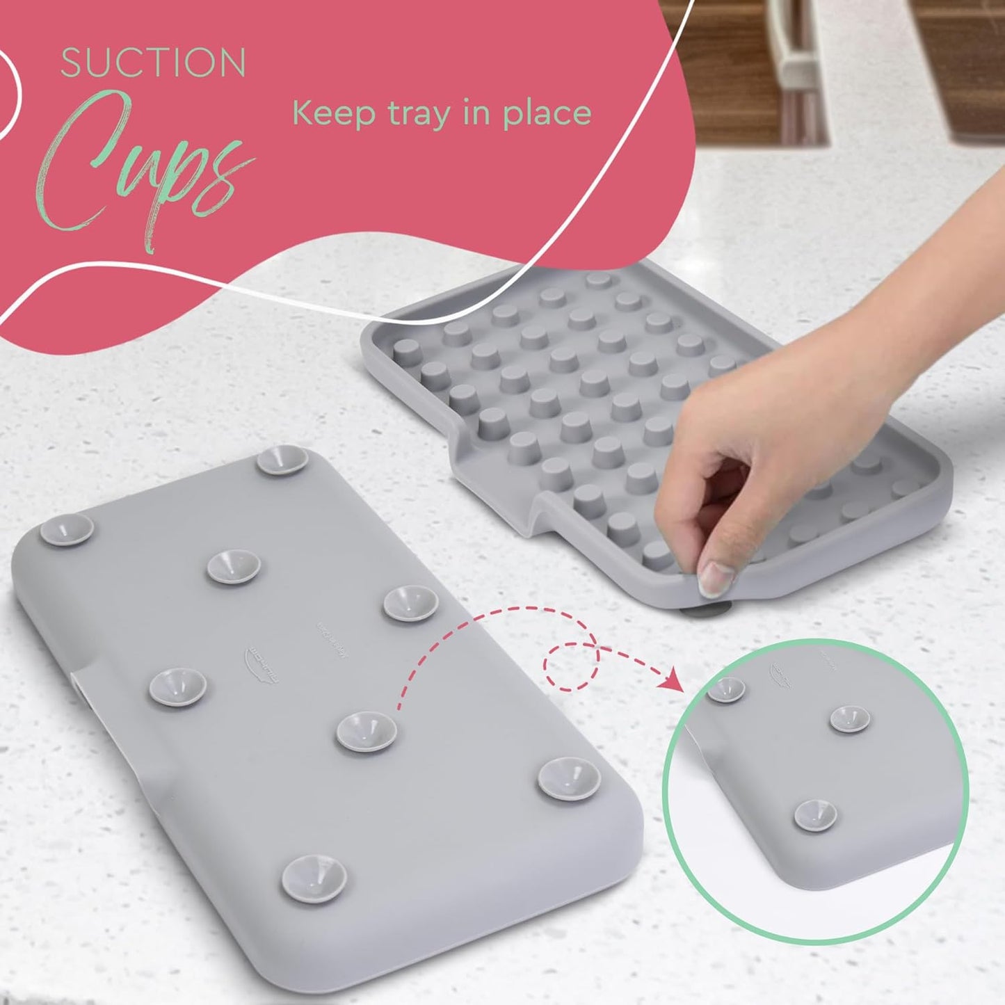 Elite - Large Sink Tray & Organizer - Self-Draining Silicone Soap and Sponge Holder - Kitchen, Bathroom Sink Organizer, Tray for Soap, Sponge, Scrubber