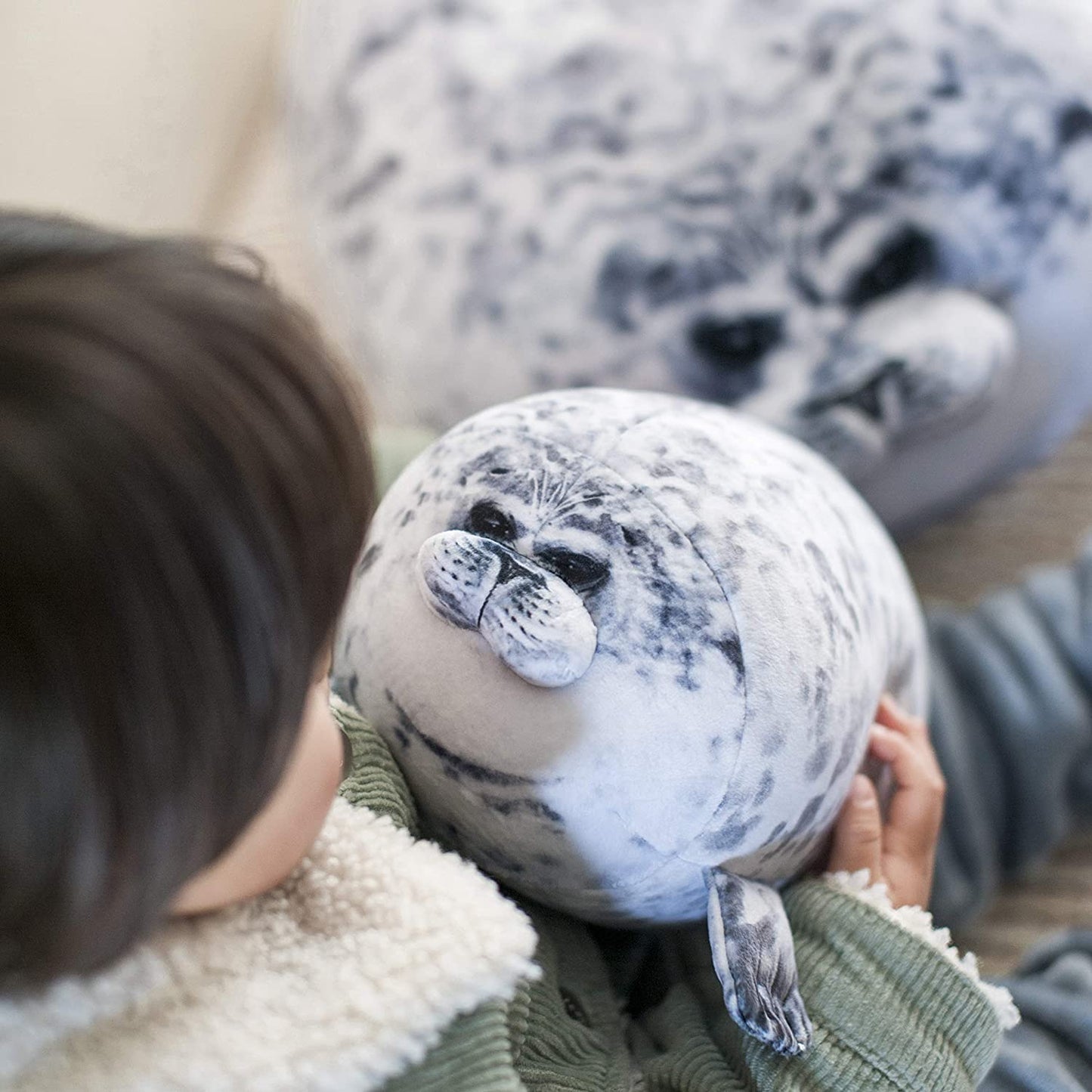 Seal Pillow, Kawaii Chubby Blob Seal Plush Pillow Stuffed Cotton Plushies Animal Toy Cute Ocean Pillow (Small)