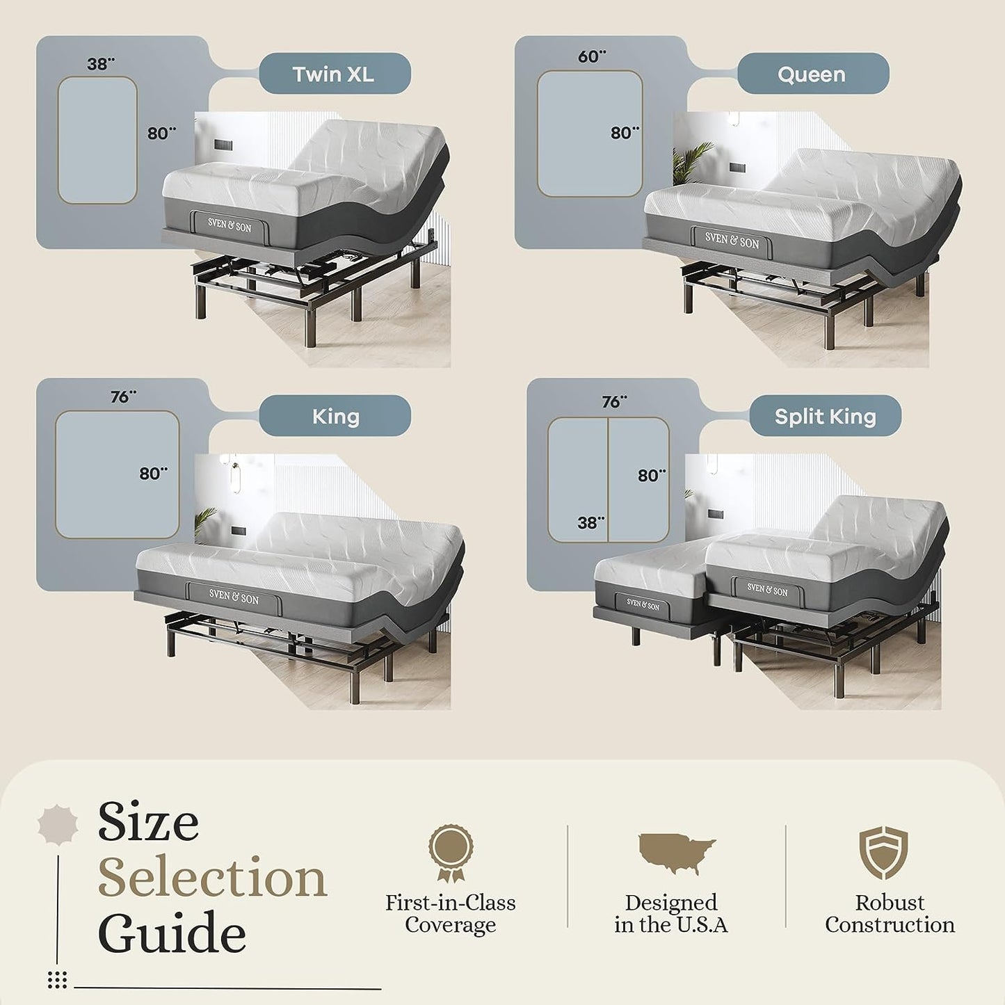 Classic plus (With Head-Tilt) Adjustable Bed Base-Frame + 10 Inch Memory Foam Matt (Firm), Head and Foot Lift, Massage, Under-Bed Lights, USB, Memory, Zero Gravity - Queen