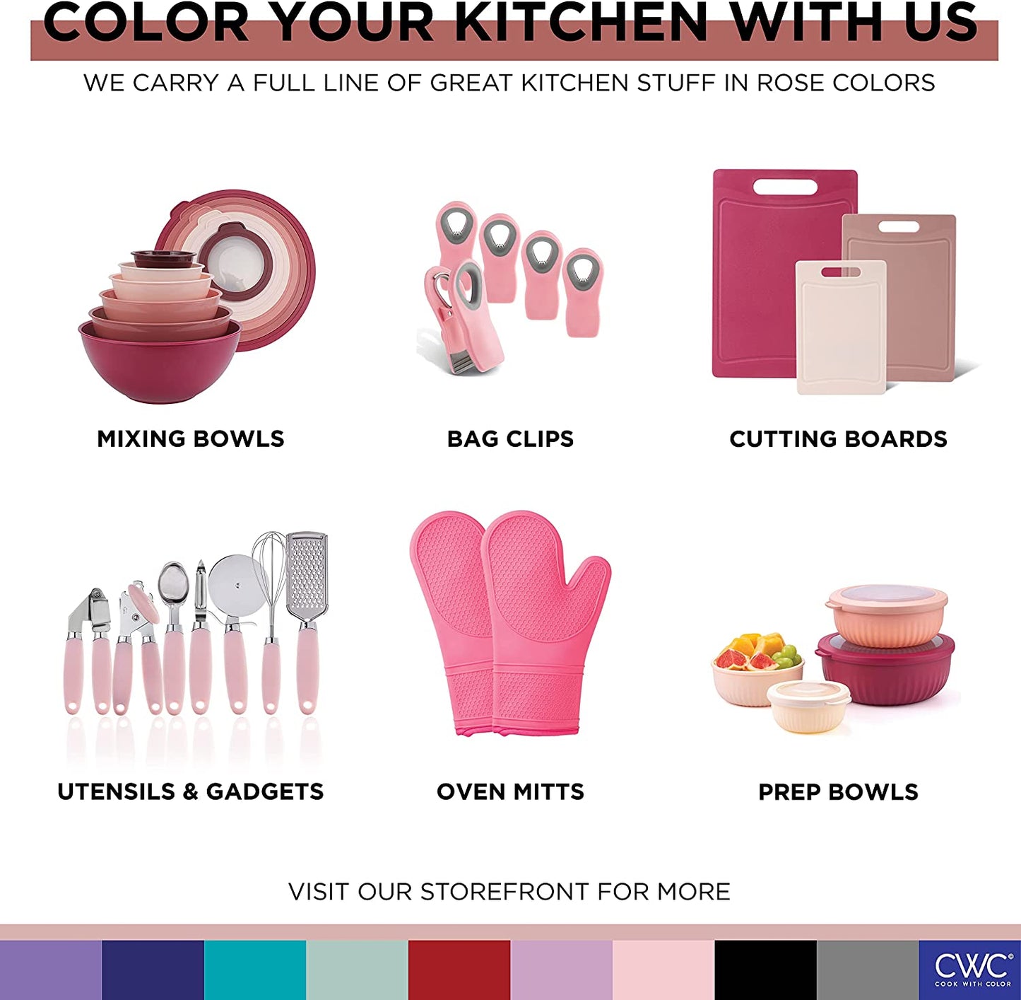 Silicone Cooking Utensils, 5 Pc Kitchen Utensil Set, Easy to Clean, Cooking Utensils for Nonstick Cookware, Kitchen Gadgets Set - Pink and Copper