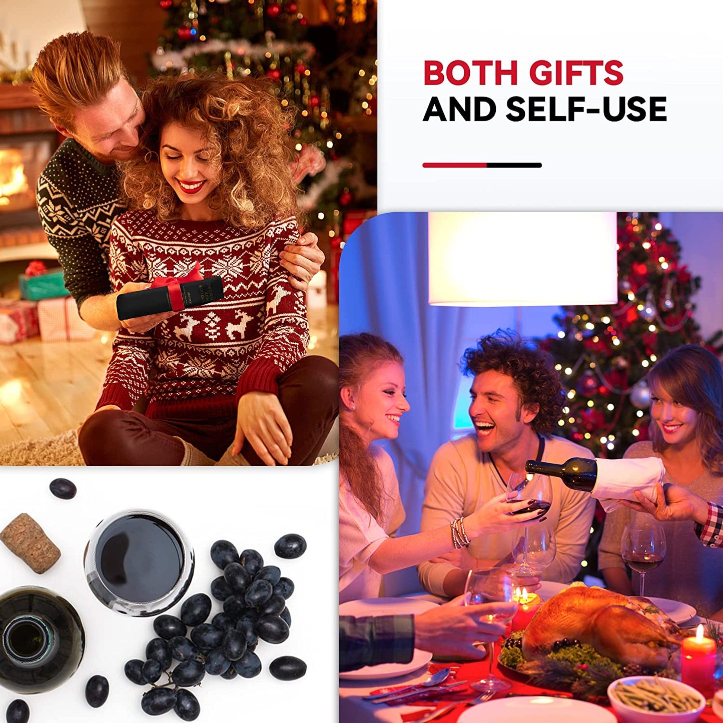 Electric Wine Opener with Battery,Reusable Stainless Steel Cordless Electric Wine Bottle Opener SET with 2-In-1 Aerator &Pourer, Foil Cutter, Vacuum Preservation Stoppers