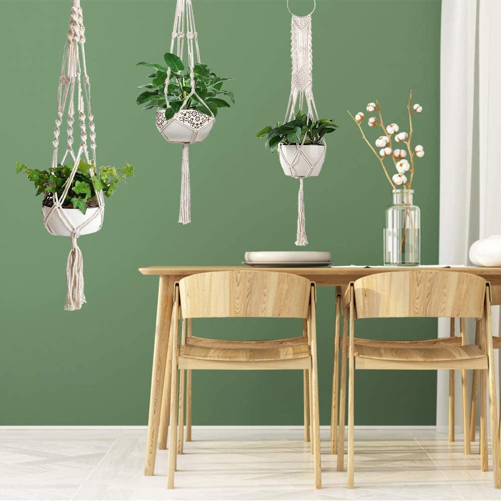 Macrame Plant Hanger Indoor, Set of 4 Indoor Hanging Planter, Handmade Hanging Plant Holder - 43 Inch, 4 Legs
