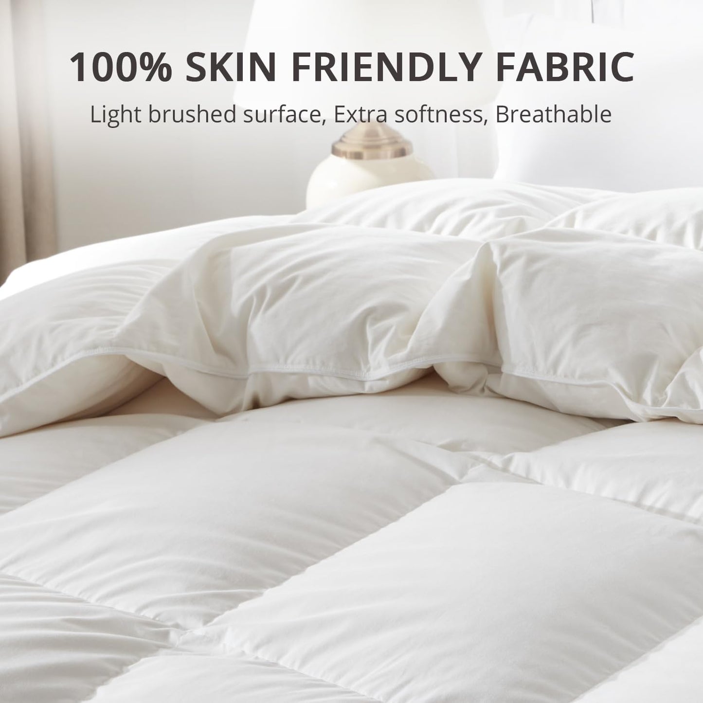 Fluffy down Comforter King Size,Medium Warmth Duvet Insert for All Season,Ultra-Soft Cotton Shell,680 Fill Power,With Corner Tabs, White