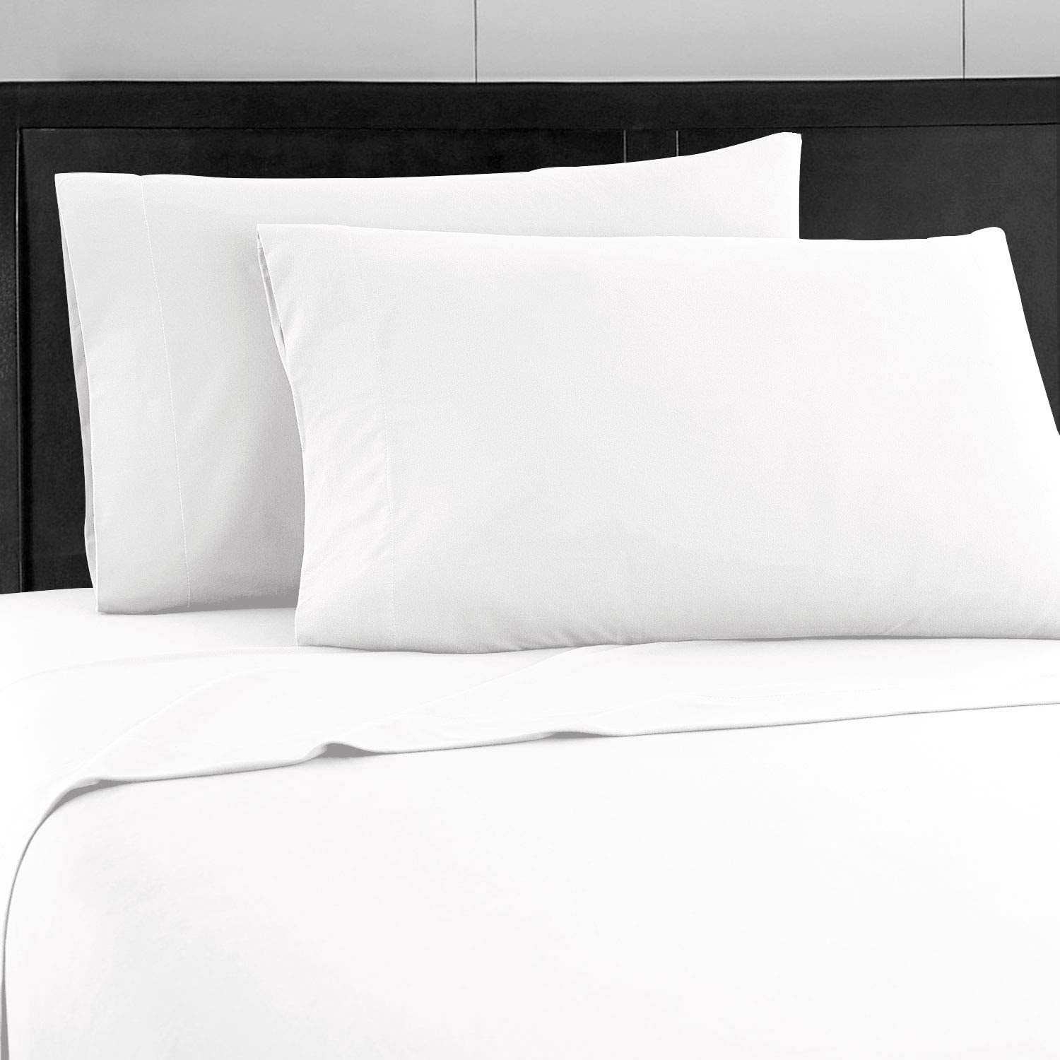 Bed Sheets - 4 Piece King Size Sheets, Deep Pocket Fitted Sheet, Flat Sheet, Pillow Cases - White