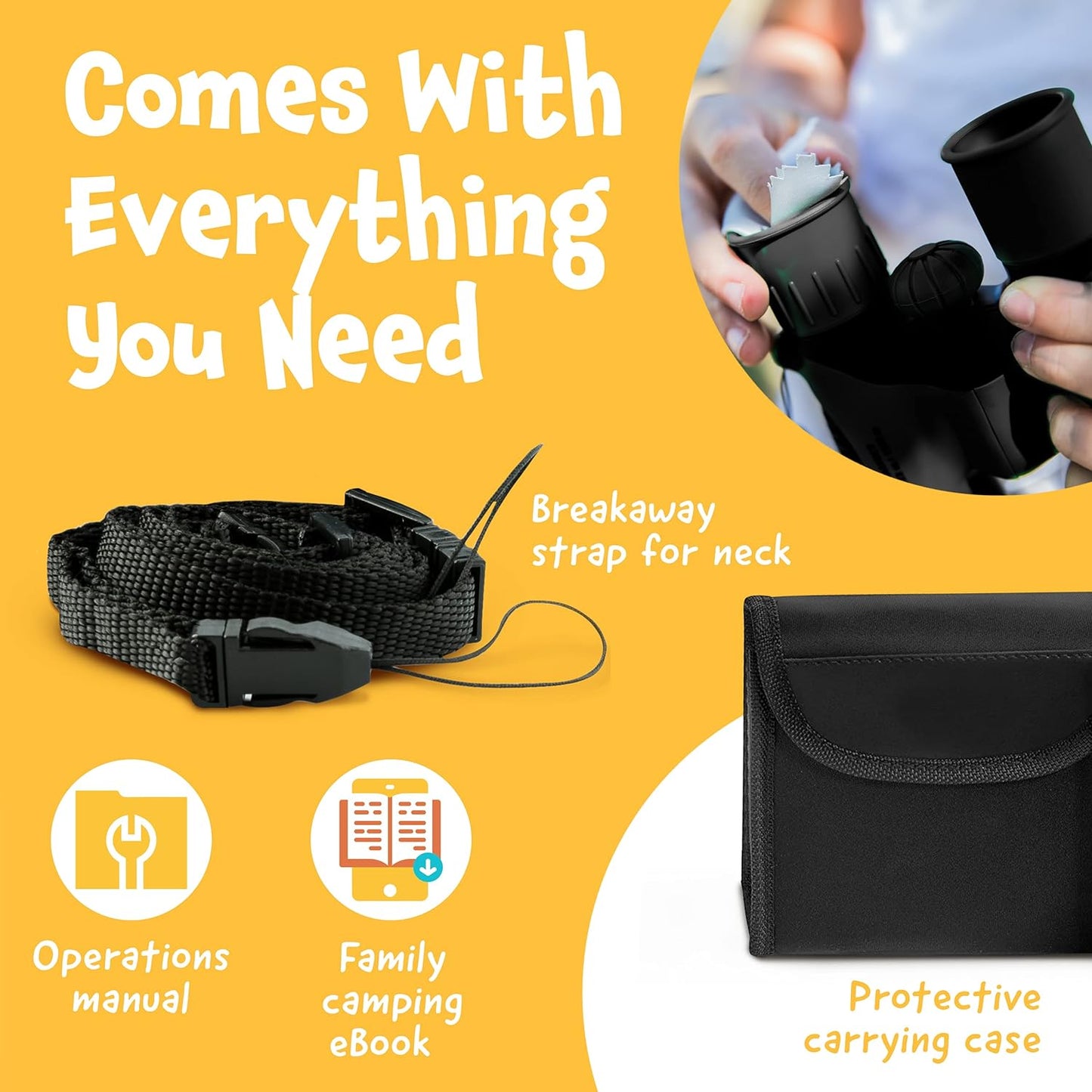 THINKPEAK 8X21 Binoculars for Kids 8-12, Birthday and Back to School Gifts, Binoculars for Boys and Girls 3-12, Black