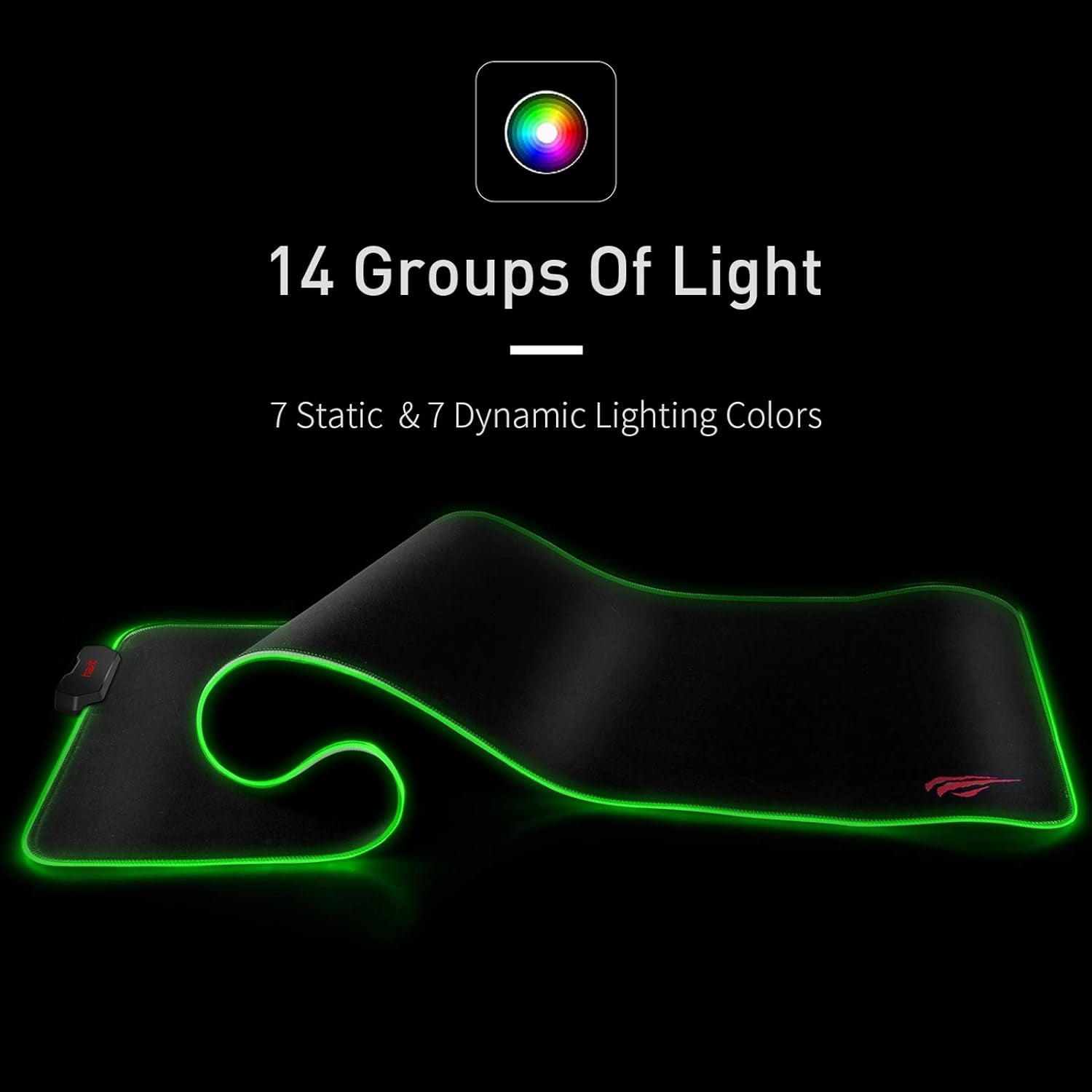 RGB Gaming Mouse Pad Soft Non-Slip Rubber Base Mouse Mat for Laptop Computer PC Games (27.5 X 11.2 X 0.11 Inches, Black)