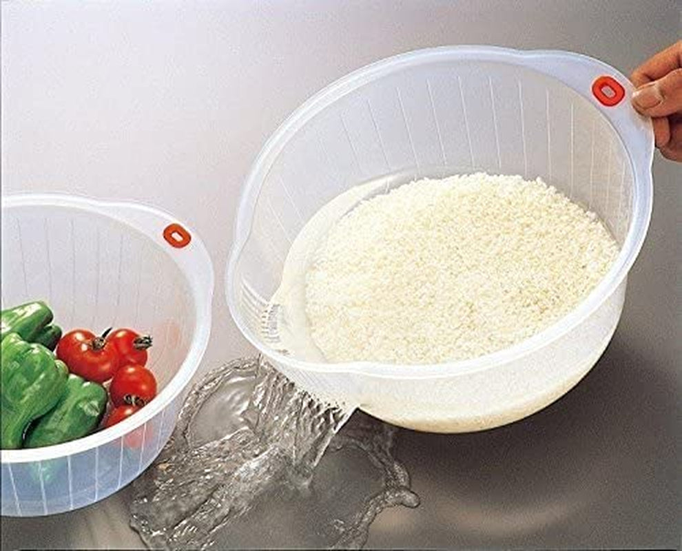 Japanese Rice Washing Bowl with Side and Bottom Drainers