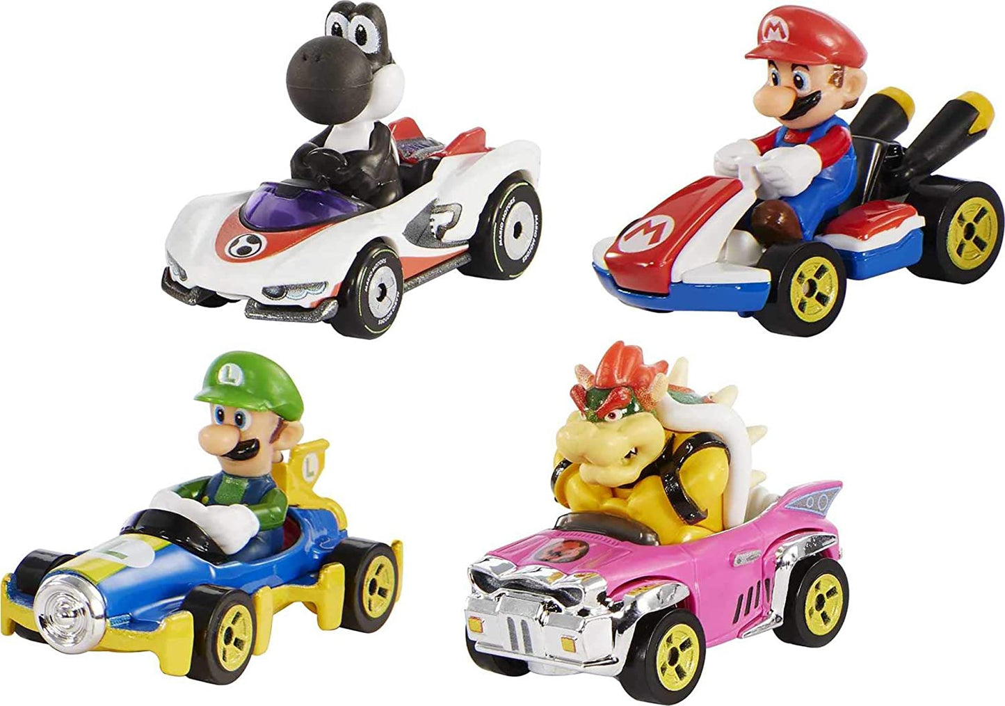 Mario Kart Characters and Karts as Die-Cast Toy Cars 4-Pack (Amazon Exclusive)