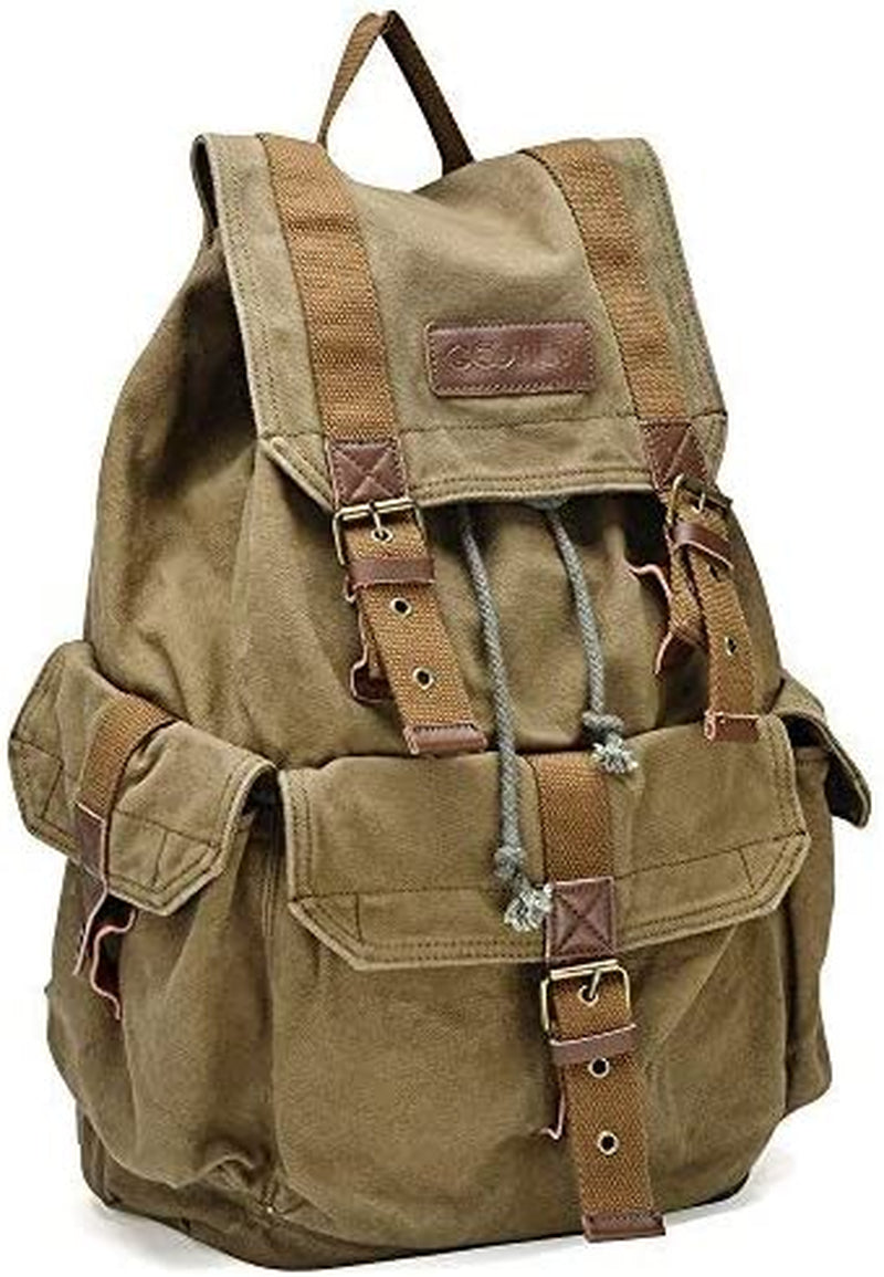 21101AMG Specially High Density Thick Canvas Backpack Rucksack, Army Green, Large
