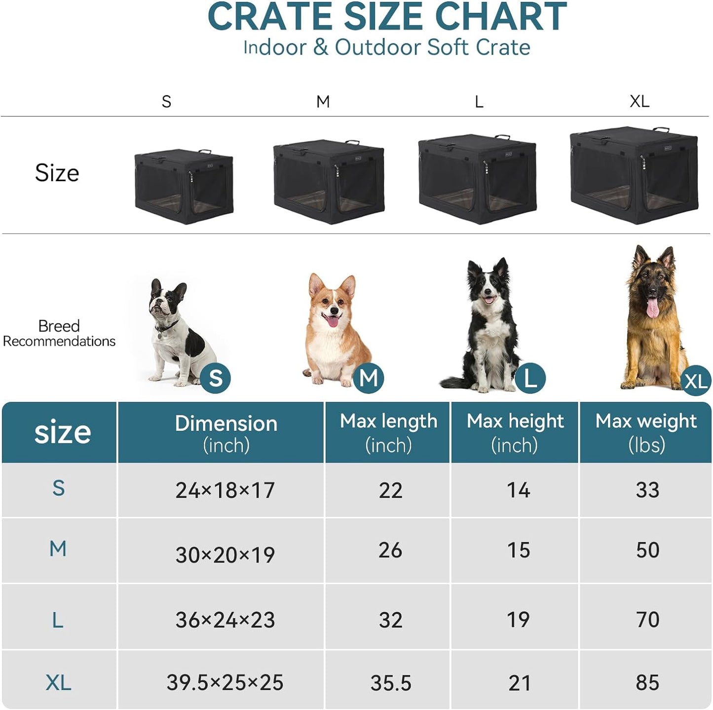 26 Inch Soft Dog Crate, Adjustable Design Soft Kennel with Chew Proof Mesh Windows & Thicken Mat, Ideal for Indoor & Outdoor Travel Black