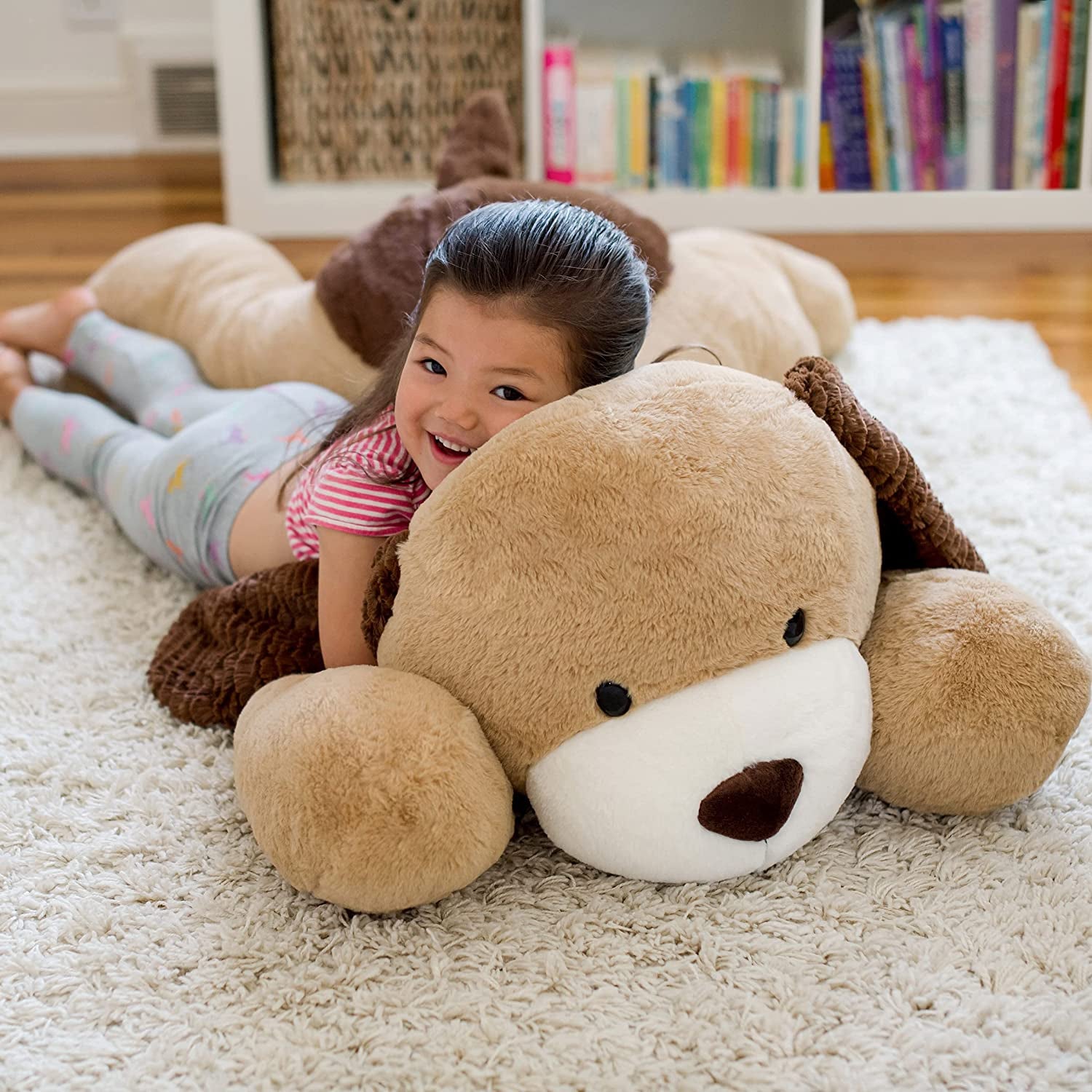 | Sqoosh2Poof Giant, Cuddly, Ultra Soft Plush Stuffed Animal with Bonus Interactive Surprise - 44" Dog