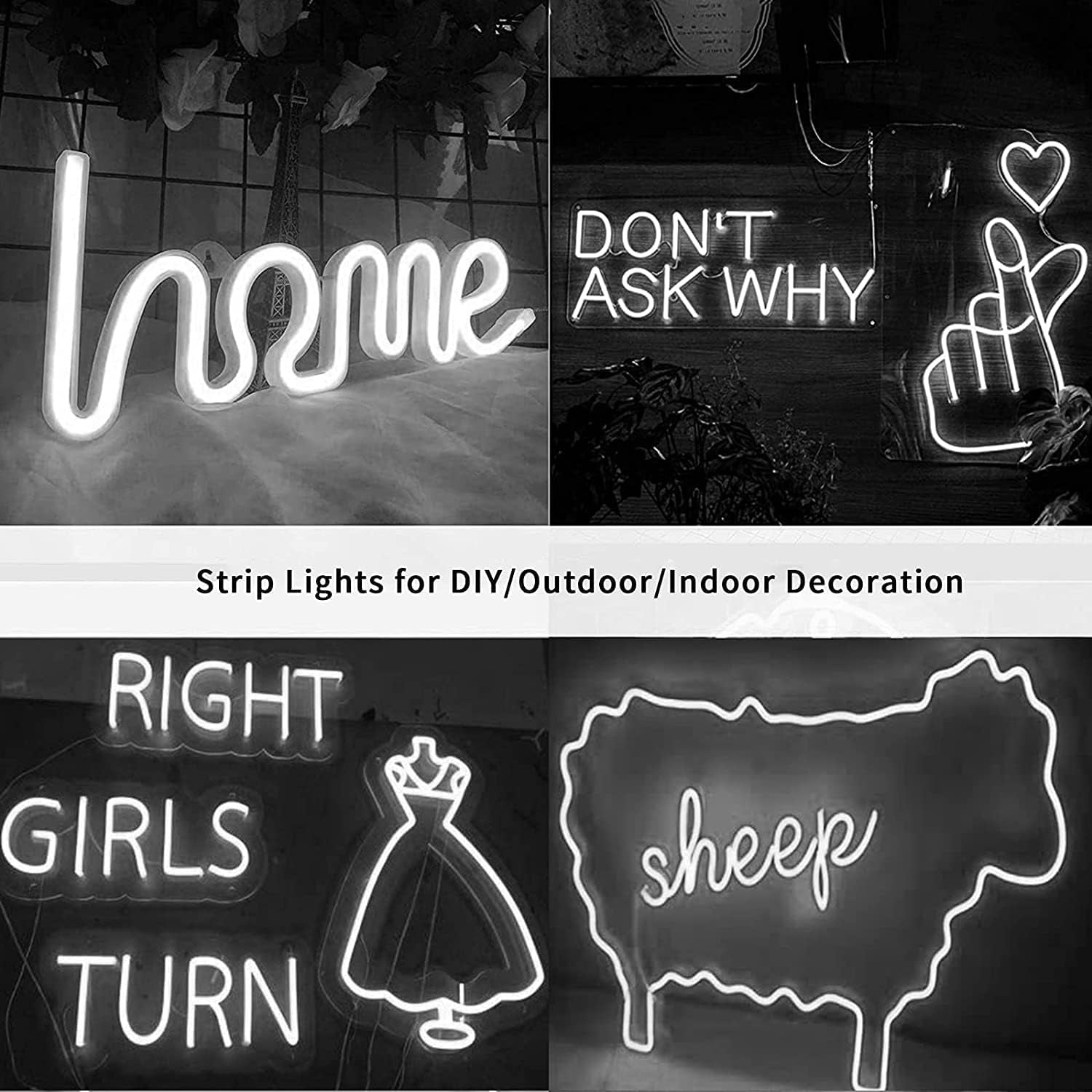 Neon Light, DC 24V 600 Leds, Neon Rope Lights,Upgraded Bright White Light Strips,Soft,Flexible,Cuttable,Waterproof,Suit for Desk/Gaming Room/Indoor Decor(Power Adaptor Not Include)