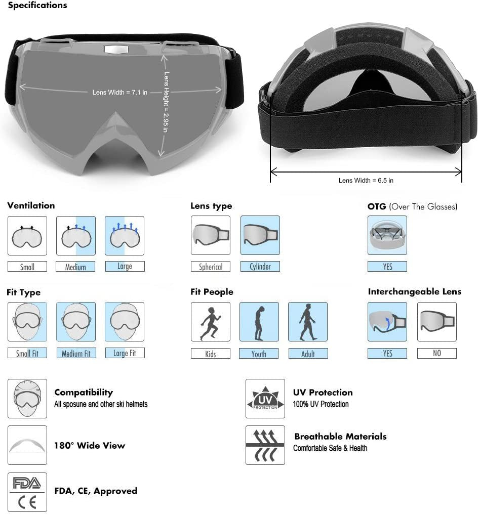 Motorcycle Goggles, ATV Dirt Bike off Road MX UV400 Motocross Goggle with Soft Thick Foam Anti-Scratch Dustproof
