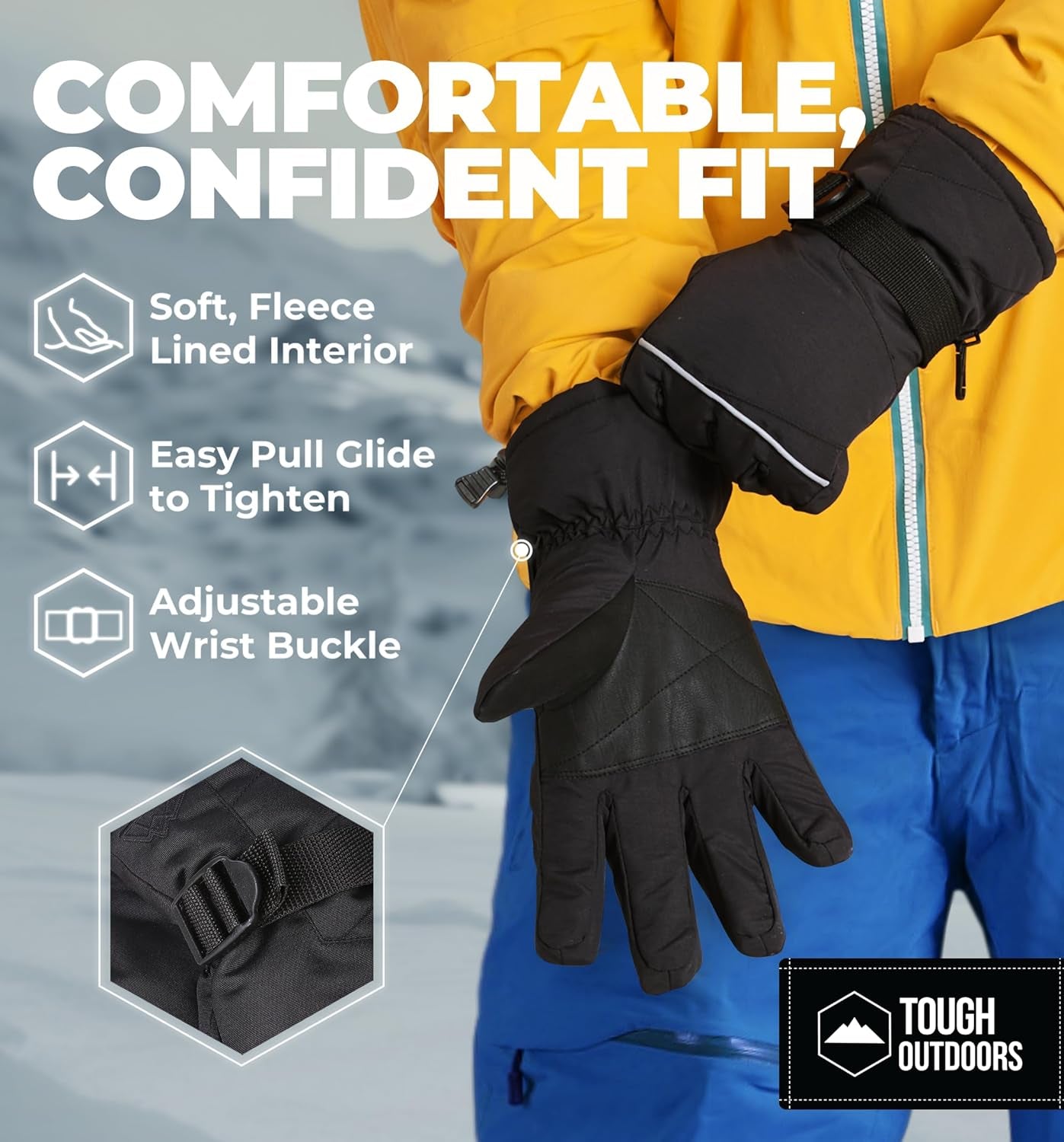 Snow Gloves for Men & Women - Skiing Gloves & Waterproof Gloves - Adult Ski Gloves - Snowboarding Gloves Waterproof Insulated