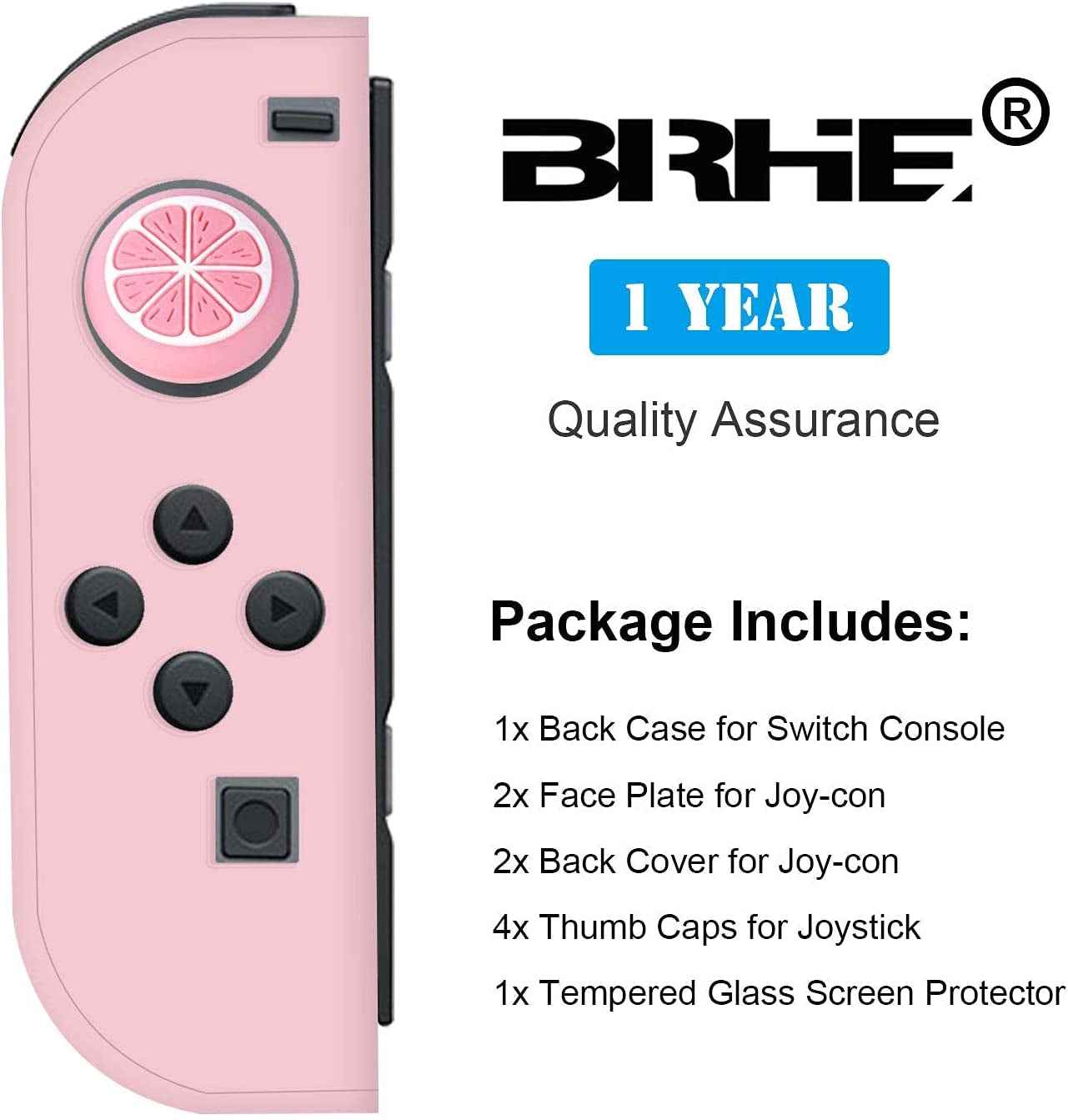 Protector Case for Nintendo Switch Cover Case with Glass Screen Protector, Anti-Scratch Shock-Absorption Grip Cover-Pink