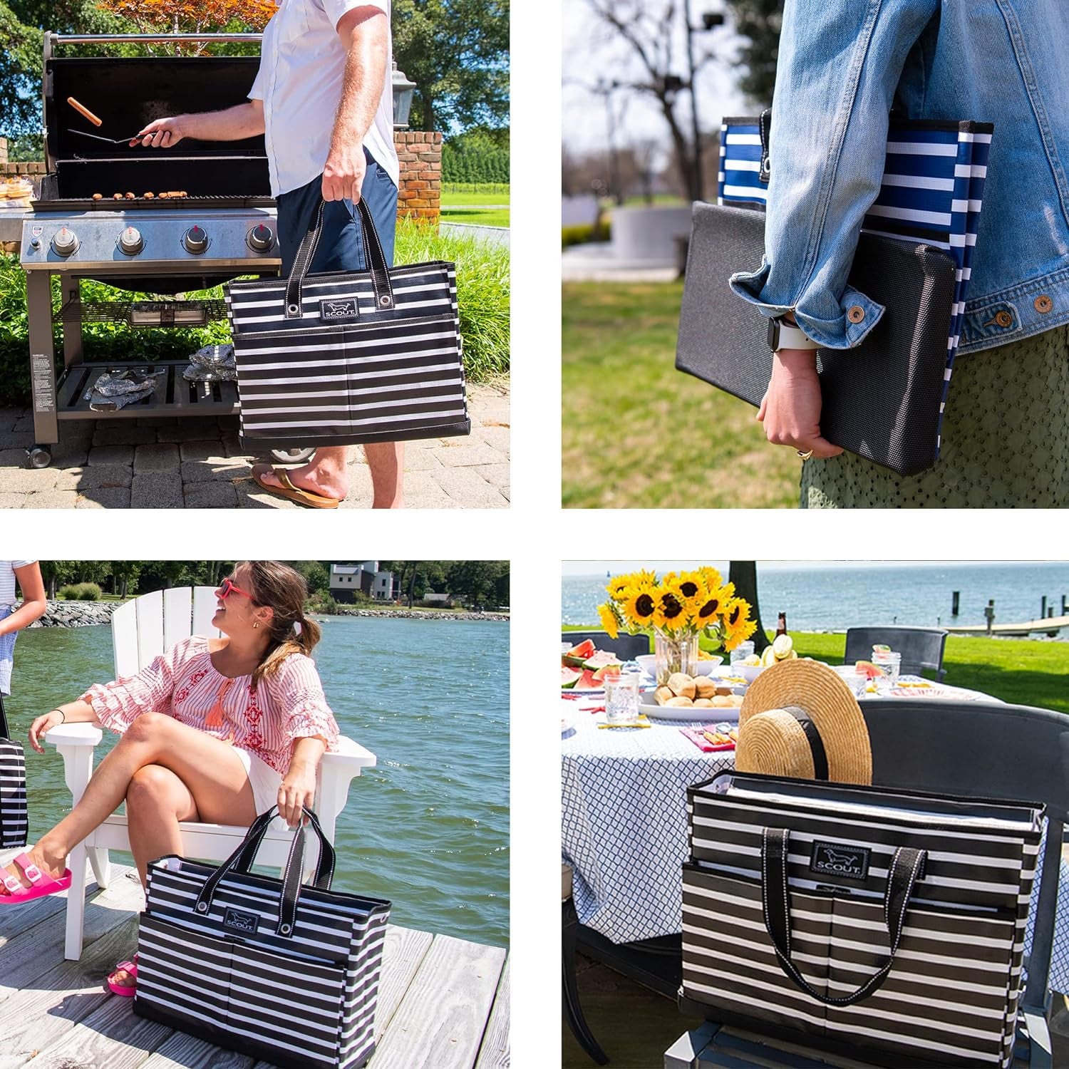 BJ Bag - Large, Utility Tote Bag for Women, Nurses, Teachers and Moms with Zipper & 4 Exterior Pockets for Organizing.