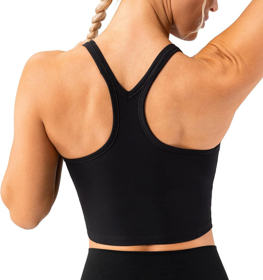 Women'S Racerback Sports Bra Yoga Crop Top with Built in Bra