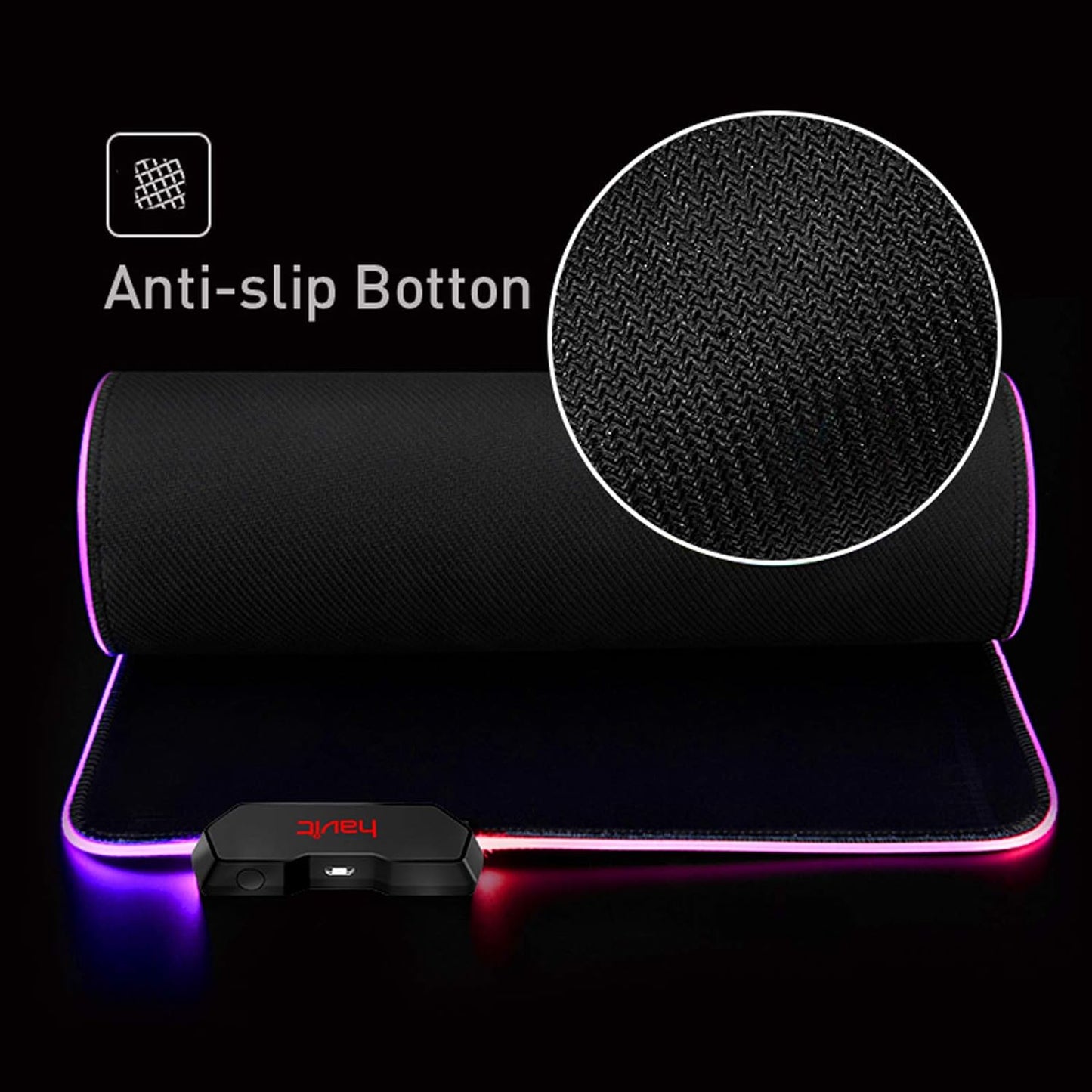 RGB Gaming Mouse Pad Soft Non-Slip Rubber Base Mouse Mat for Laptop Computer PC Games (27.5 X 11.2 X 0.11 Inches, Black)