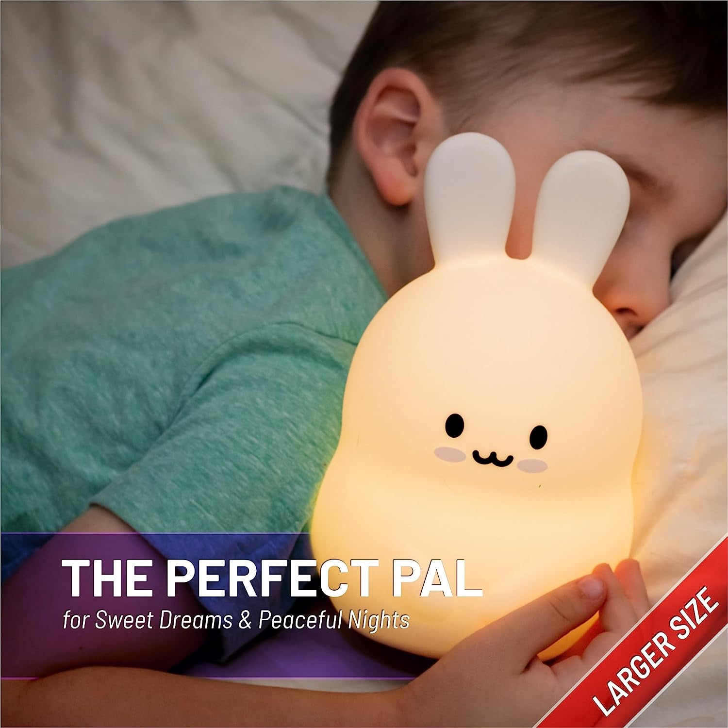 Bunny Rabbit, Night Light, Silicone Nursery Light for Baby and Toddler, Cute Squishy Animal Night Lights for Kids, Girls and Boys, Kawaii Night Light for Bedroom