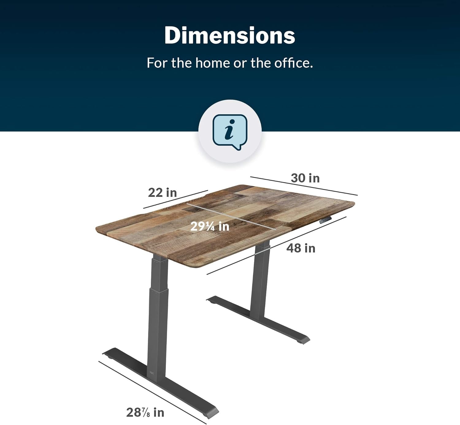 Electric Standing Desk- desk Adjustable Height Sit-Stand Reclaimed Wood- Dual Motor with Memory Presets, Stable T-Style Legs- Ergonomic Stand up Desk- 48 X 30 Inches