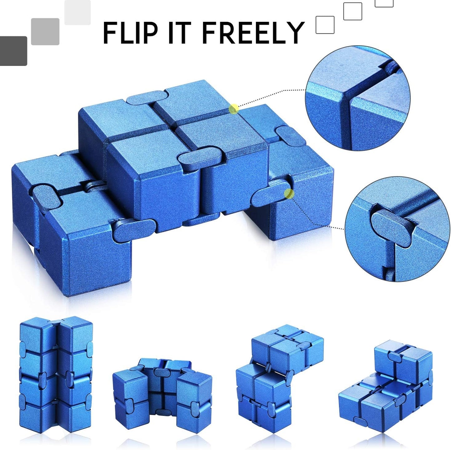 Infinity Cube Fidget Toy, Hand Killing Time Transform Cubes Magic Cubes for Kids and Adult(Blue -Silicone)
