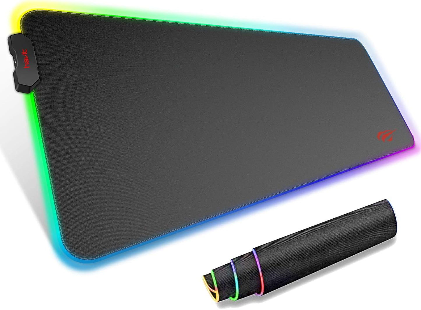RGB Gaming Mouse Pad Soft Non-Slip Rubber Base Mouse Mat for Laptop Computer PC Games (27.5 X 11.2 X 0.11 Inches, Black)