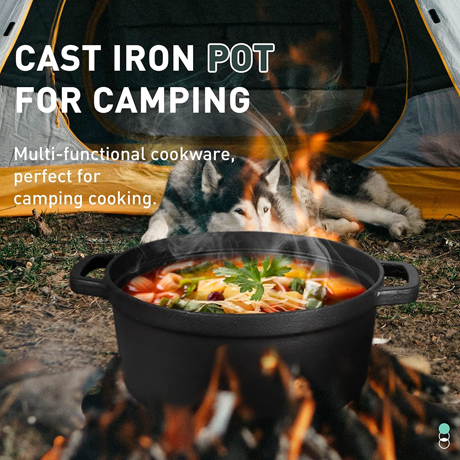 Pre-Seasoned Cast Iron 2-In-1 Heavy-Duty 5.5Qt Dutch Oven with Skillet Lid Set, Oven,Grill, Stove Top, BBQ and Induction Safe