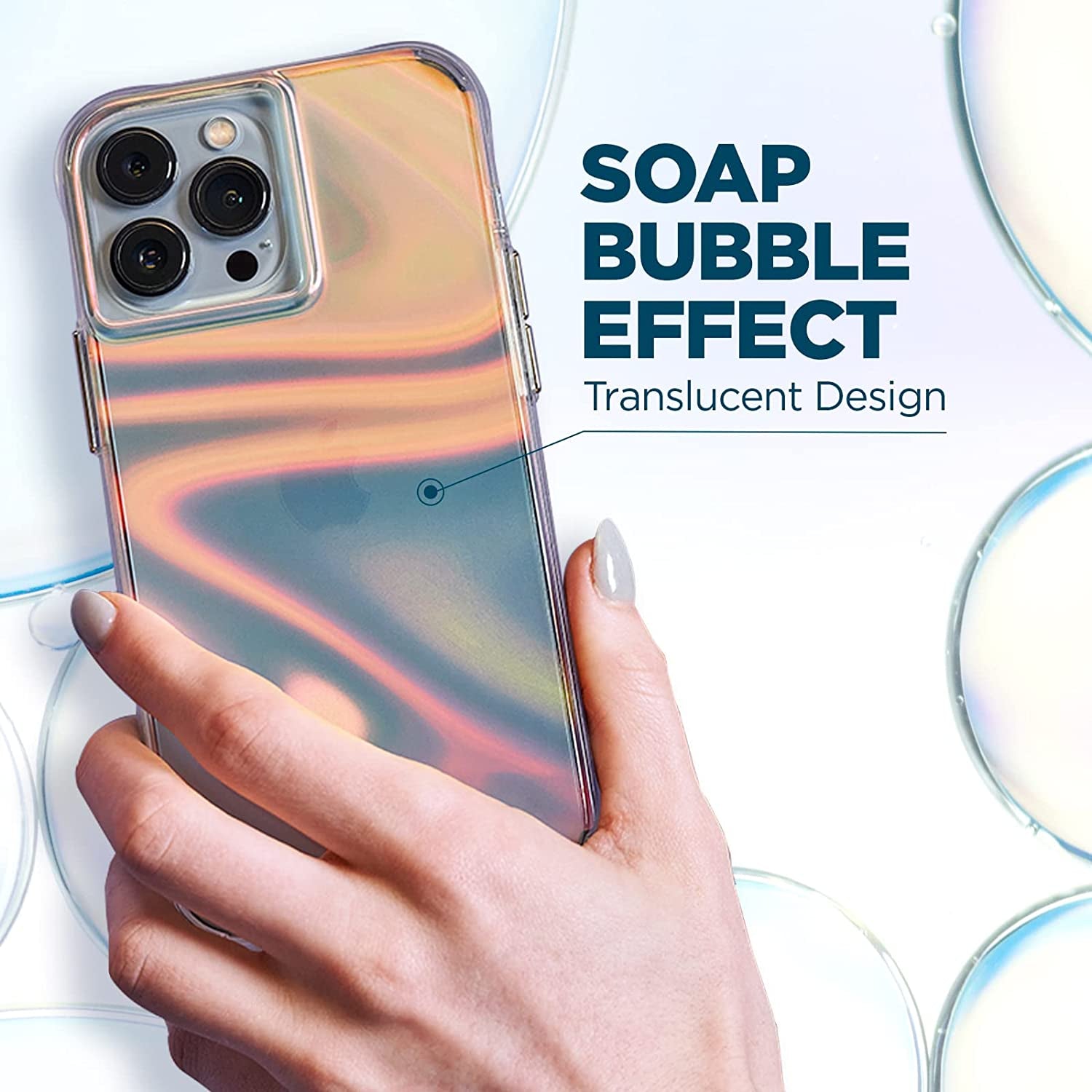 Iphone 13 Pro Case - Soap Bubble [10FT Drop Protection] [Wireless Charging Compatible] Luxury Cover with Iridescent Swirl Effect for Iphone 13 Pro 6.1", Anti-Scratch, Shockproof Materials