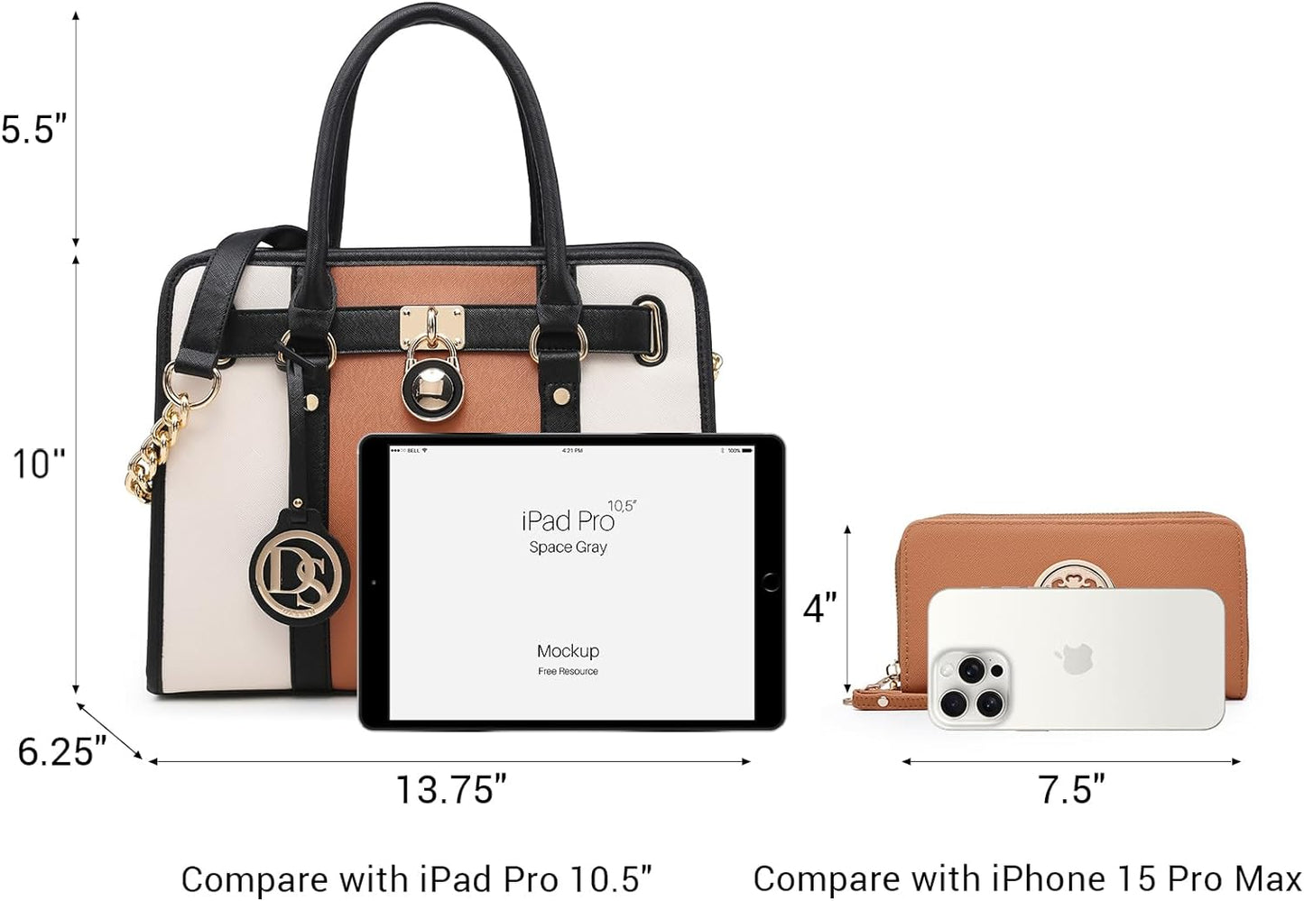 Women Ladies Handbags Purses Top Handle Satchel Tote Work Bag Shoulder Hobo Bag with Wallet Set 2Pcs