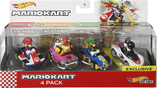 Mario Kart Characters and Karts as Die-Cast Toy Cars 4-Pack (Amazon Exclusive)