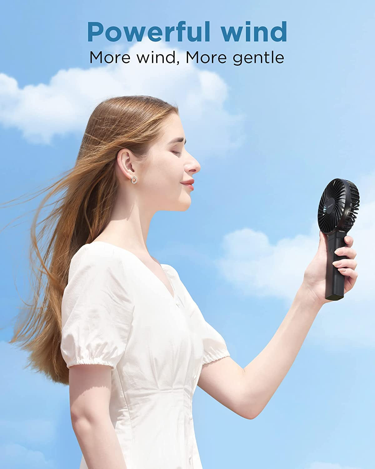 Handheld Fan, 2024 Newly Powerful Quiet Portable Fan Small Desk Fan [ 4 Speed/Battery Indicator/Easy Clean] 17H Battery Operated Fan One Touch Power off Personal Fan for Travel Outdoor
