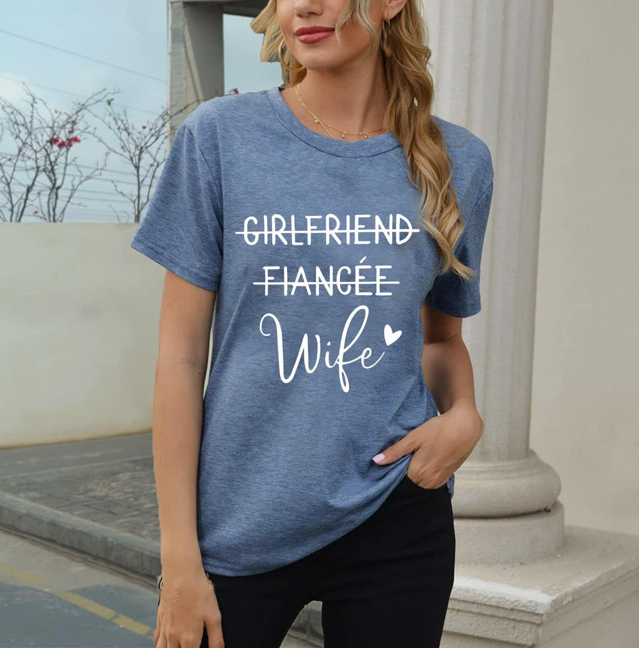 Girlfriend Fiancee Wife Tee Shirt Women Bride Honeymoon Vacation Tshirt Engagement Announcement Tees Tops Shirt