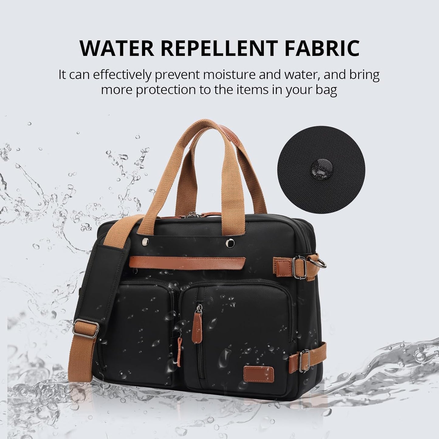 3 in 1 Laptop Backpack,17.3Inch Laptop Bag for Men Women Briefcases Messenger Bag for Men Computer Backpack for Work Teacher Backpack for School,Black