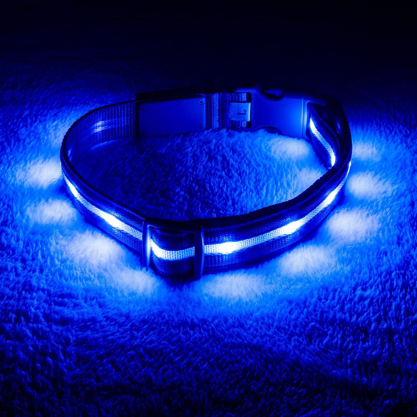 Brightest Light up Dog Collars - the Original LED Dog Collar with 1,000 Feet of Visibility - USB Rechargeable Waterproof Dog Collar Light - Dog Lights for Night Walking - USA Brand