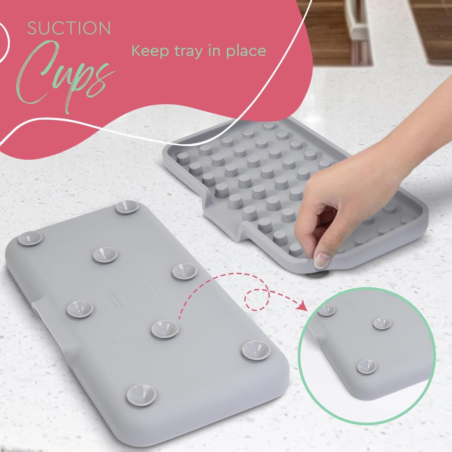 Elite - Large Sink Tray & Organizer - Self-Draining Silicone Soap and Sponge Holder - Kitchen, Bathroom Sink Organizer, Tray for Soap, Sponge, Scrubber