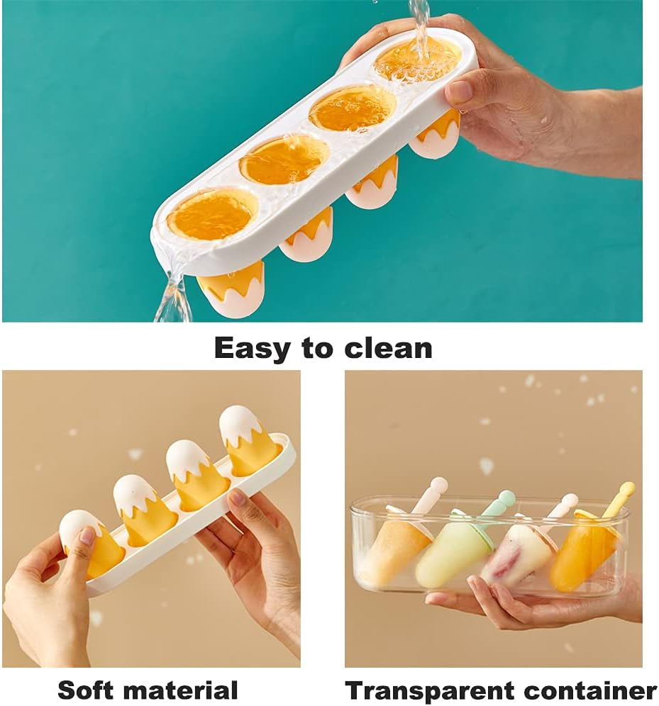 Homemade Popsicle Mold for Kids, Small Reusable Easy Release Silicone Bpa-Free Ice Cream Maker DIY Teething Mini Popsicle for Toddlers & Babby(Orange)