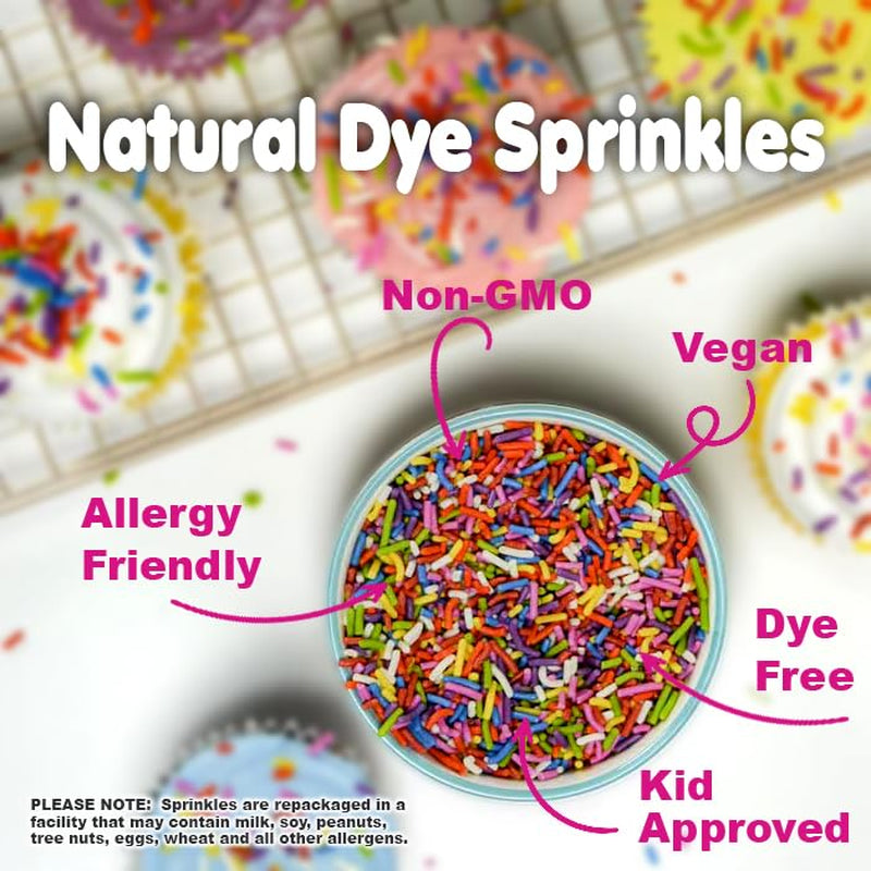Dye Free Sprinkles - 1.6 Pounds - Vegan Rainbow Sprinkles - All Natural Ice Cream Topping Jimmies for Mother'S Day - Non-Gmo Cake Decorating Sprinkles