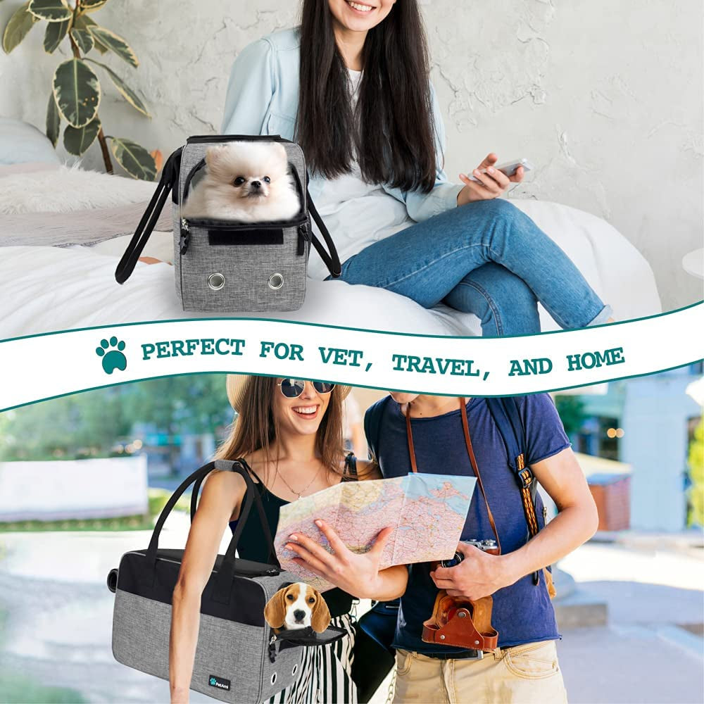 Dog Purse Carrier for Small Dogs, Airline Approved Soft Sided Pet Carrier with Pockets, Ventilated Dog Carrying Bag Puppy Cat, Dog Travel Supplies Accessories Carry Tote Bag, Sherpa Bed, Gray