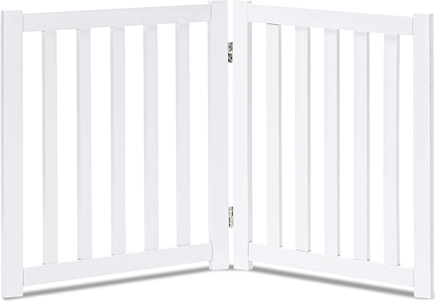 Solid Hardwood Freestanding Pet Gate,Wooden Dog Gates for Doorways,Nature Wood Dog Gates for the House,Dog Gate for Stairs,Freestanding Indoor Gate Safety Fence,White,24" Height-2 Panels
