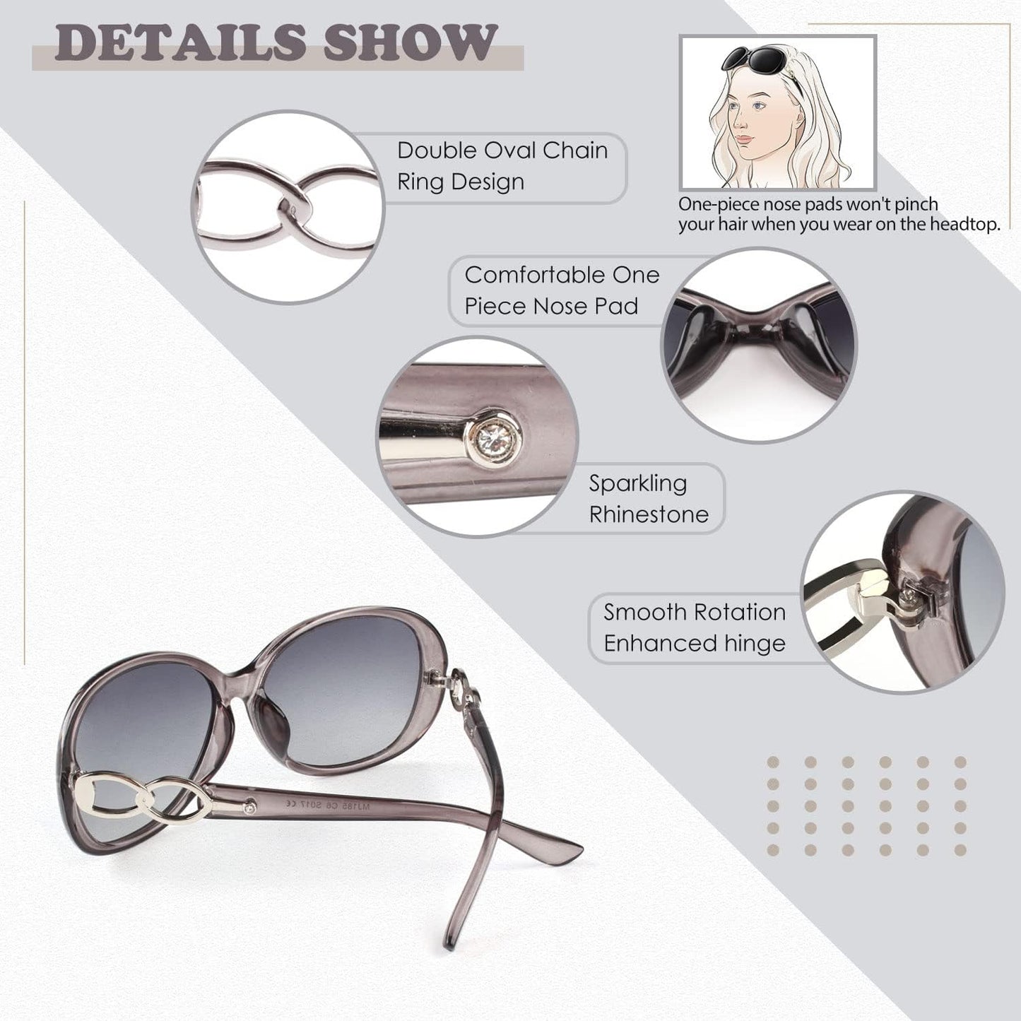 Sunglasses Womens Polarized Oversized Trendy Sun Glasses Fashion Ladies Shades 100% UV400 Protection S85