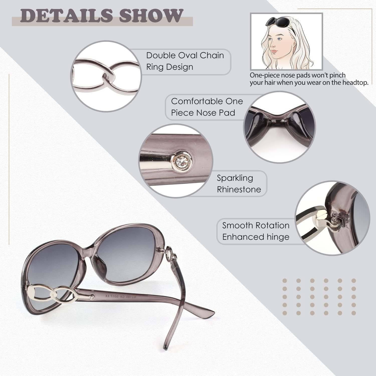 Sunglasses Womens Polarized Oversized Trendy Sun Glasses Fashion Ladies Shades 100% UV400 Protection S85