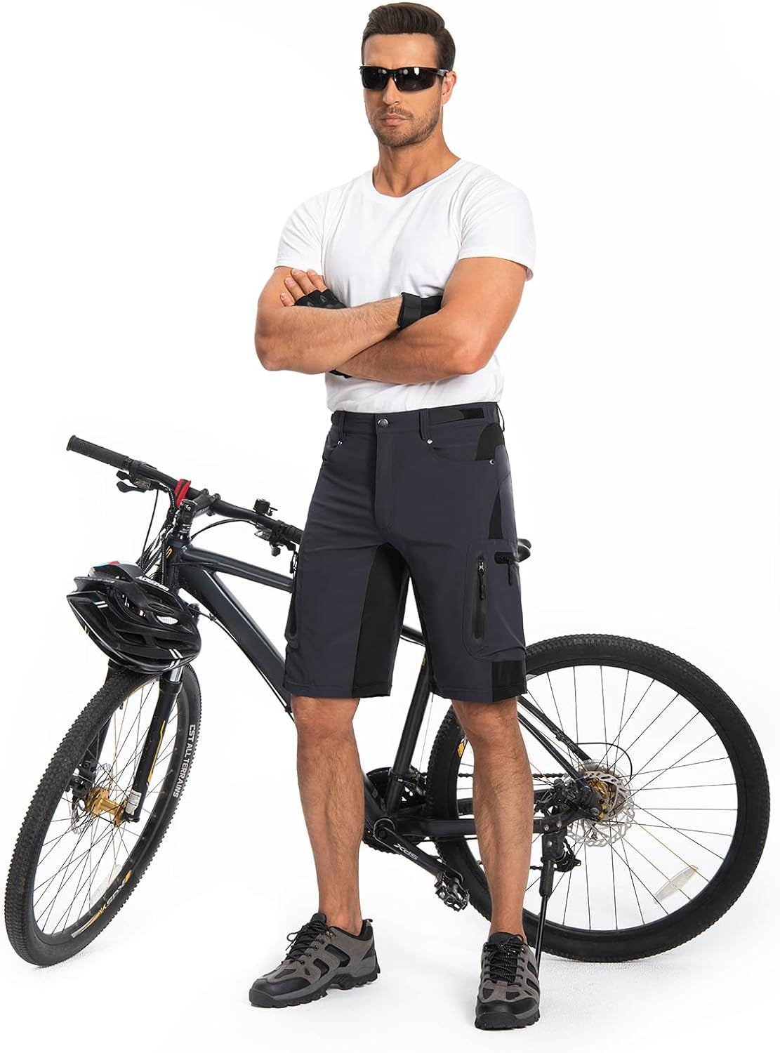 Men'S Hiking Cargo Shorts Lightweight Quick Dry Stretch MTB Shorts for Golf Fishing Tactical Outdoor Casual Shorts