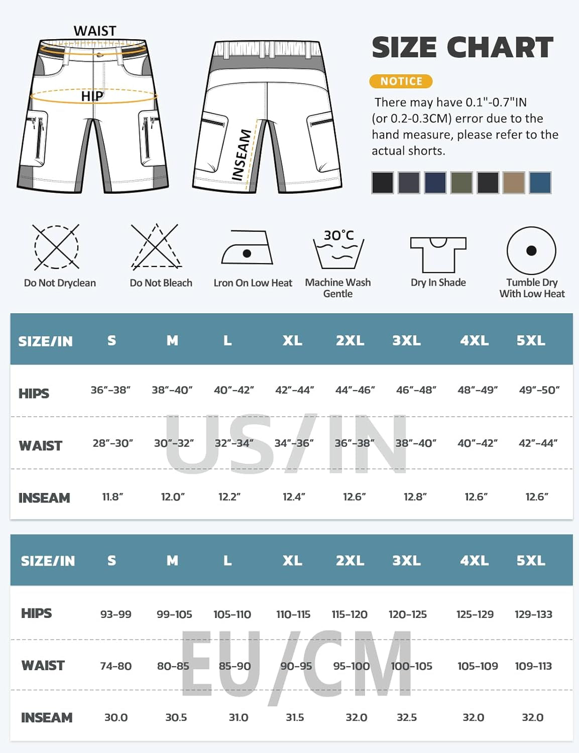 Men'S Hiking Cargo Shorts Lightweight Quick Dry Stretch MTB Shorts for Golf Fishing Tactical Outdoor Casual Shorts