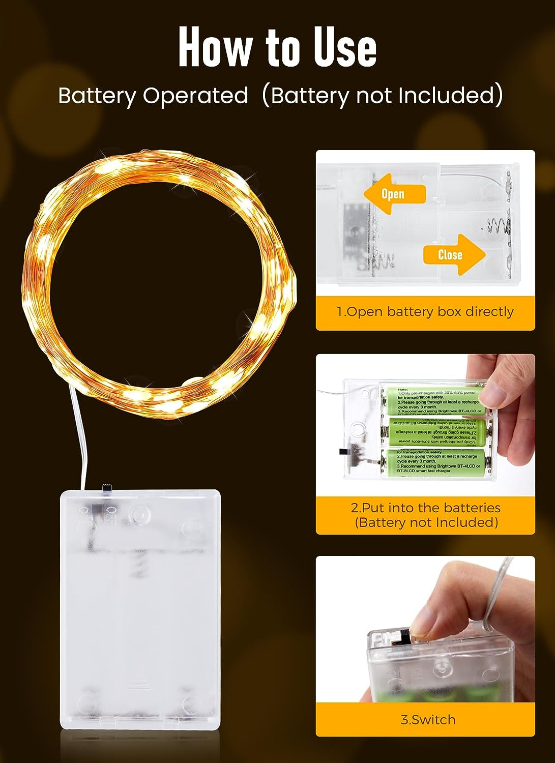 Fairy String Lights, 33Ft 100 LED Mini Battery Operated Fairy Lights Copper Wire Twinkle Lights Mason Jar Lights, Waterproof Starry Firefly Lights for Party Wedding Christmas Decor