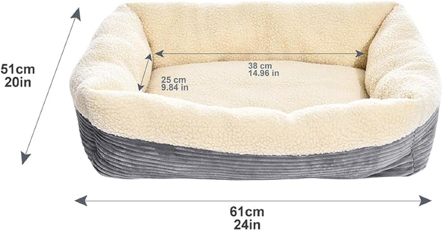 24-Inch Self Warming Pet Bed for Cat or Dog, Rectangle, Grey, 24"L X 20"W X 7"H