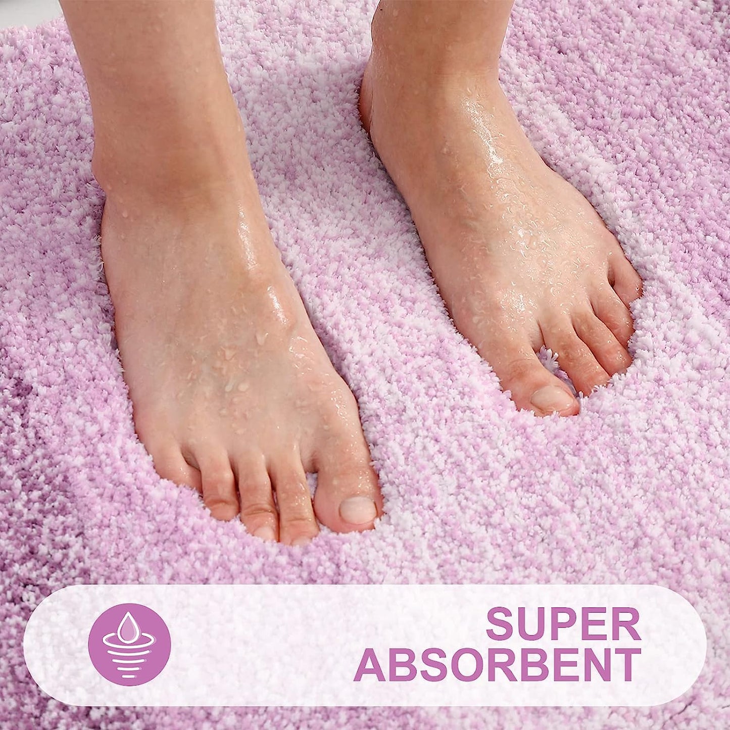 Luxury Bathroom Rug Mat 24X16, Extra Soft and Absorbent Microfiber Bath Rugs, Non-Slip Plush Shaggy Bath Carpet, Machine Wash Dry, Bath Mats for Bathroom Floor, Tub and Shower, Purple