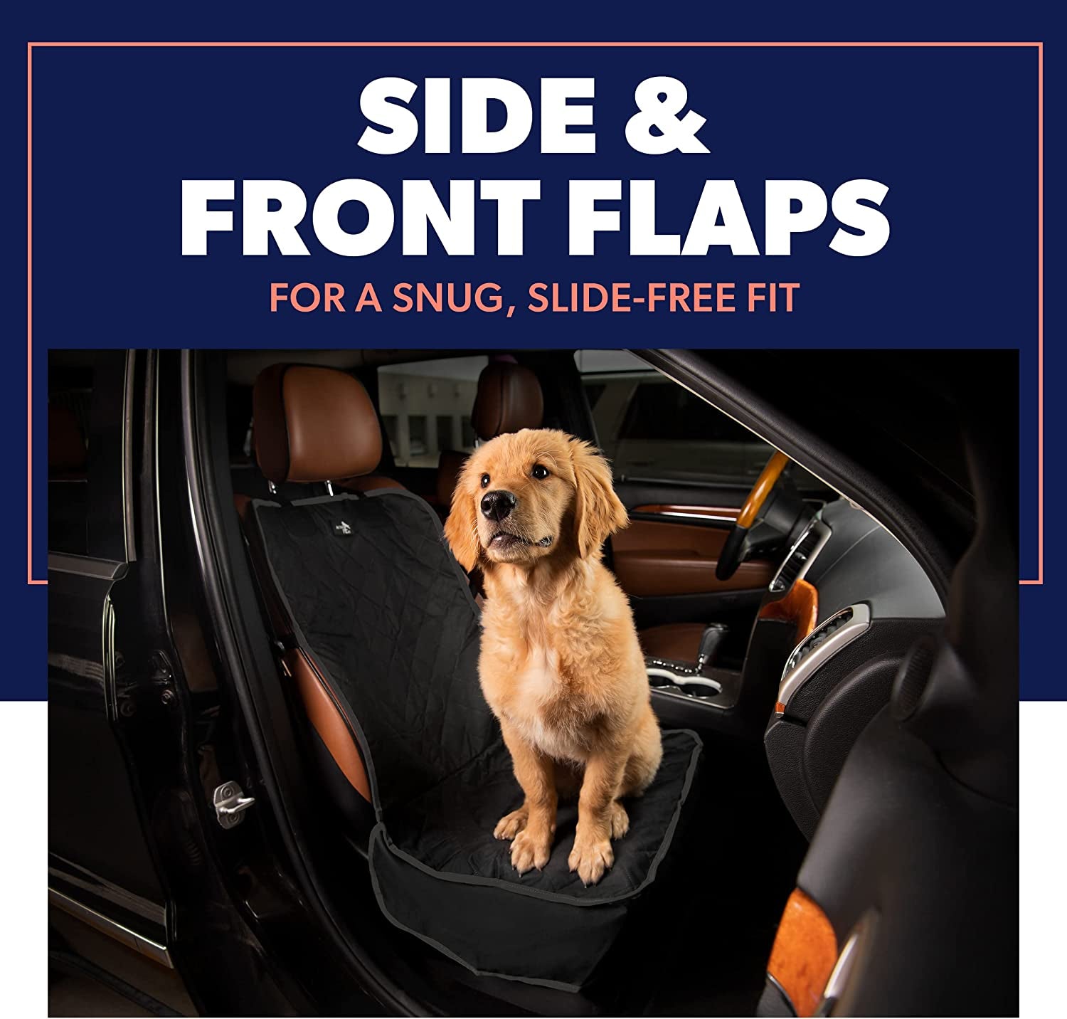 Front Dog Car Seat Cover for SUV, Trucks, Sedans. Waterproof Car Seat Covers for Dogs Front Seats Only. Car Seat Protector for Dogs- Black