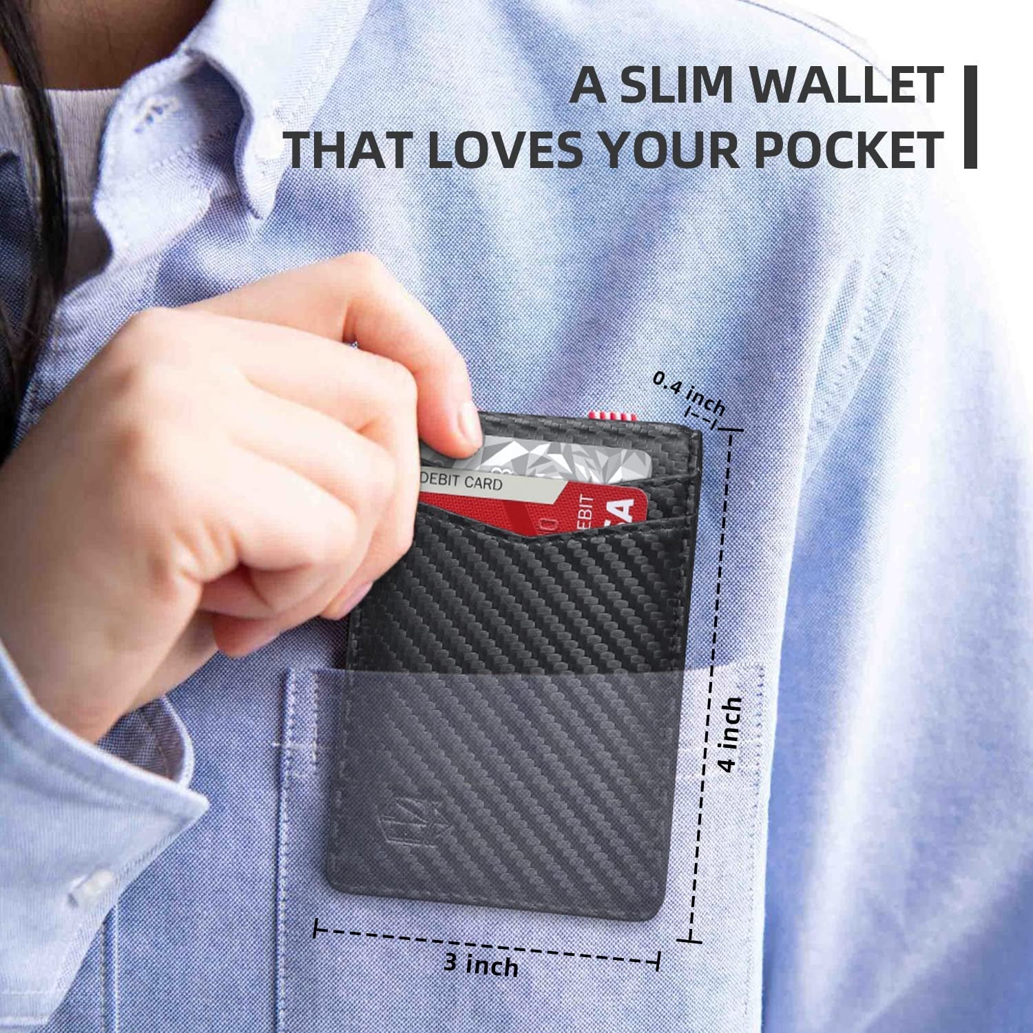 Wallet for Men-6 Slots ID Window-Mens Wallets-Slim Wallet Classic Spring Money Clip RFID Blocking-Gift for Men