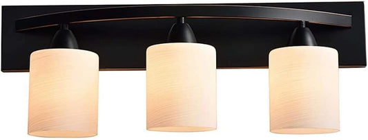 Bathroom Vanity Light Fxiture | Interior Bathroom Lighting Bar with Modern Milk Glass Shade | Bathroom Lights over Mirror | Oil Rubbed Bronze, 3Lights, E26 100W LED, Bulbs Not Included