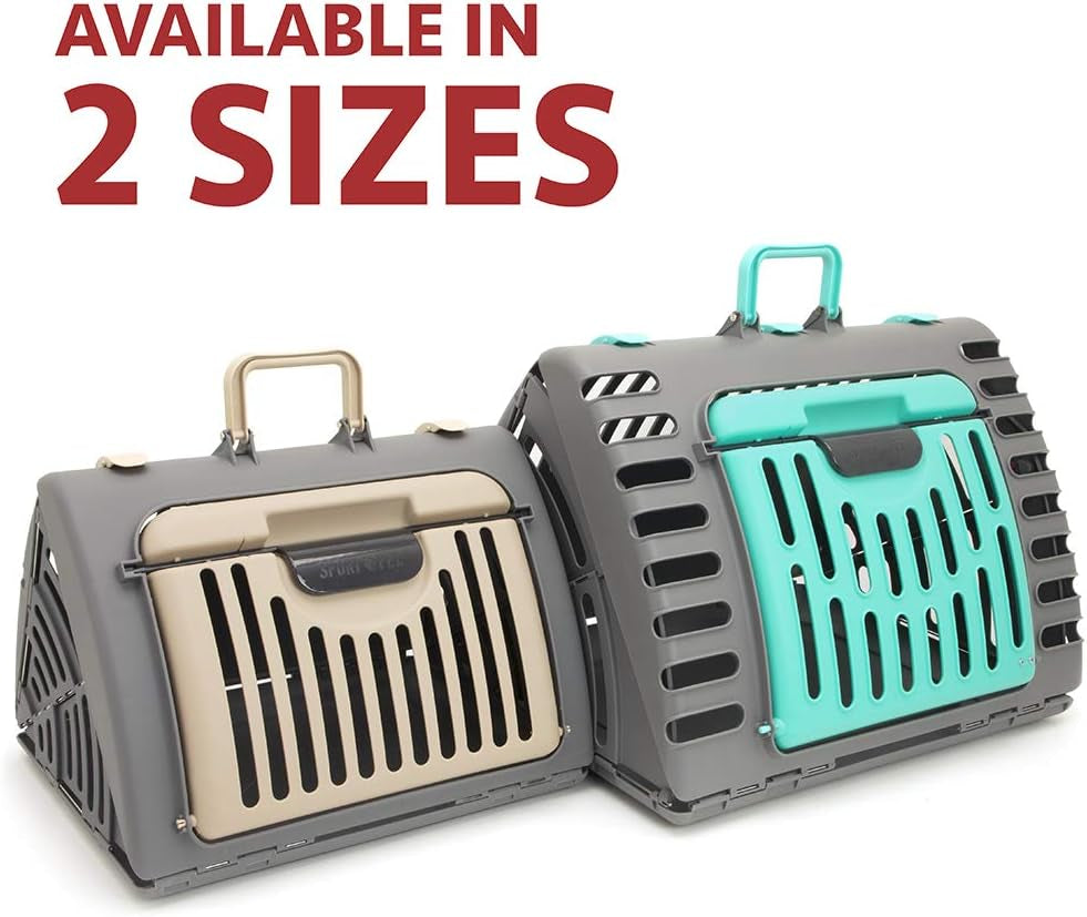 Designs Foldable Travel Cat Carrier - Front Door Plastic Collapsible Carrier Collection, Waterproof Bed